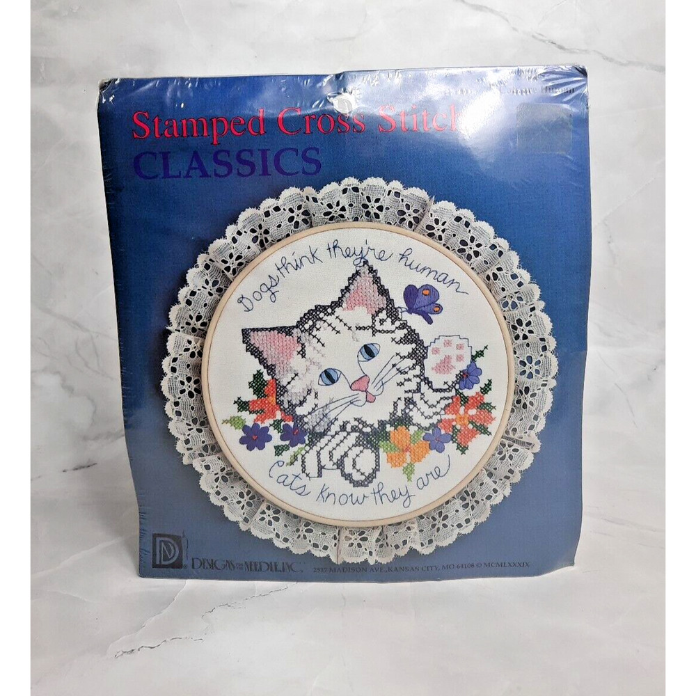 Design For The Needle Stamped Cross Stitch Kit Cats Are Human 7" Round